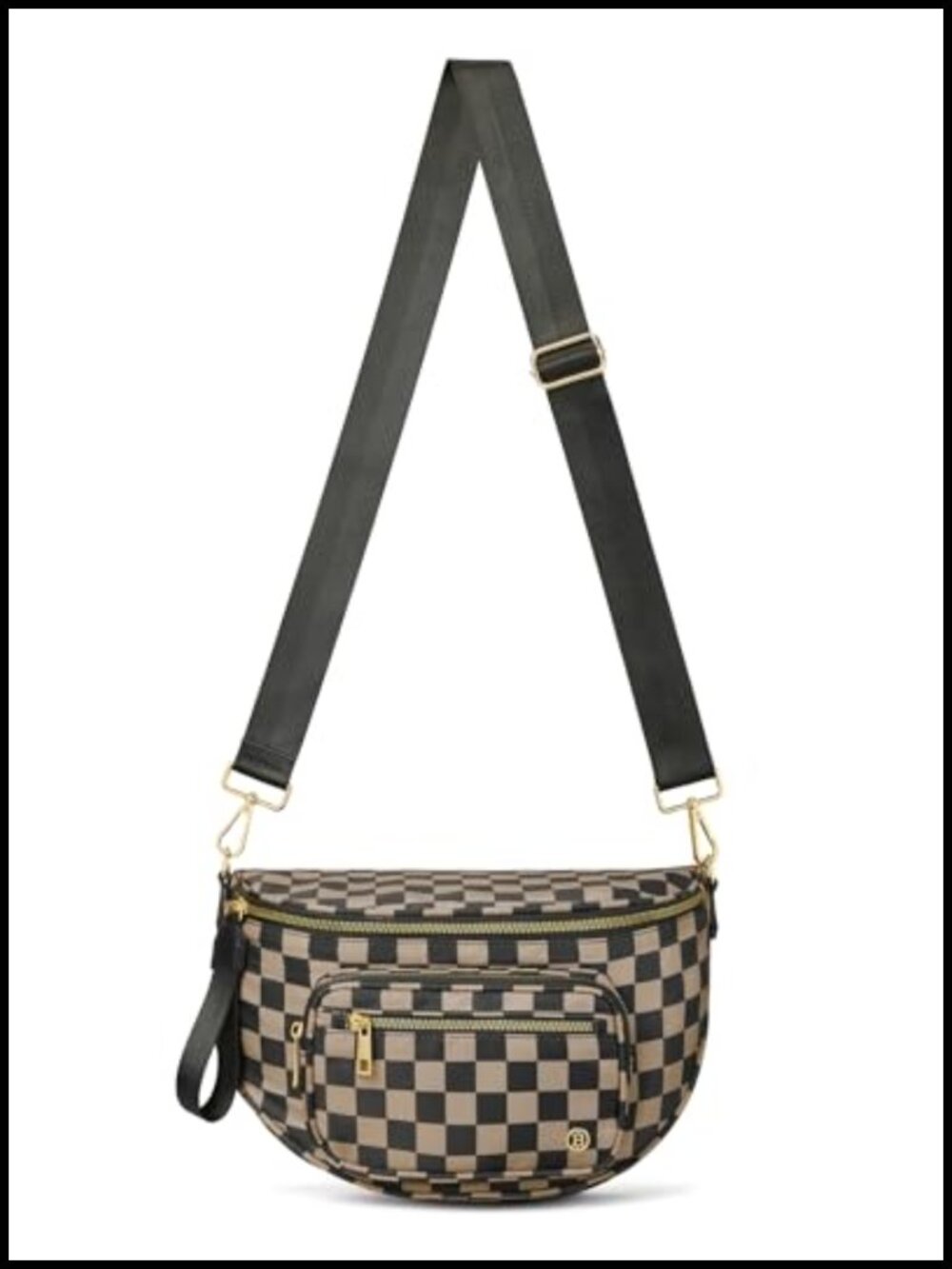 Vegan Leather Crossbody Bum Bag Checkered RFID Sling Purse
